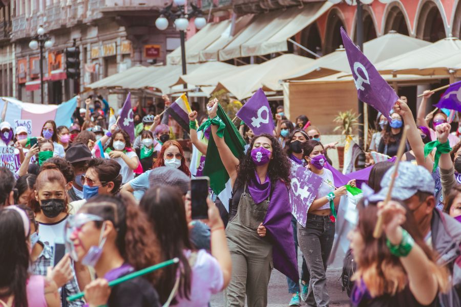 Marcha por el Día de la Mujer en Puebla, México, en marzo 2021.
