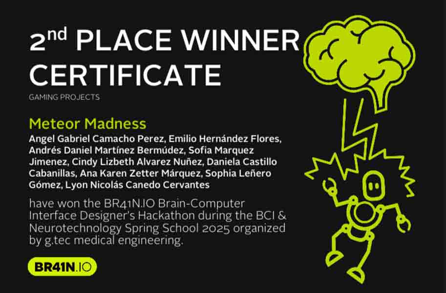 Certamen de neuroingenieria Brainio en el que destacaron estudiantes del Tec Guadalajara.