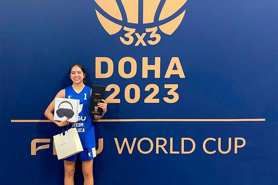 Atleta Tec porta oro en Mundial FISU Básquetbol 3x3 Qatar 2023