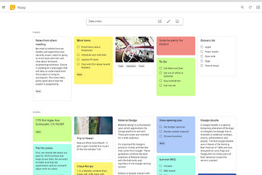 Plataforma de organización Google Keep