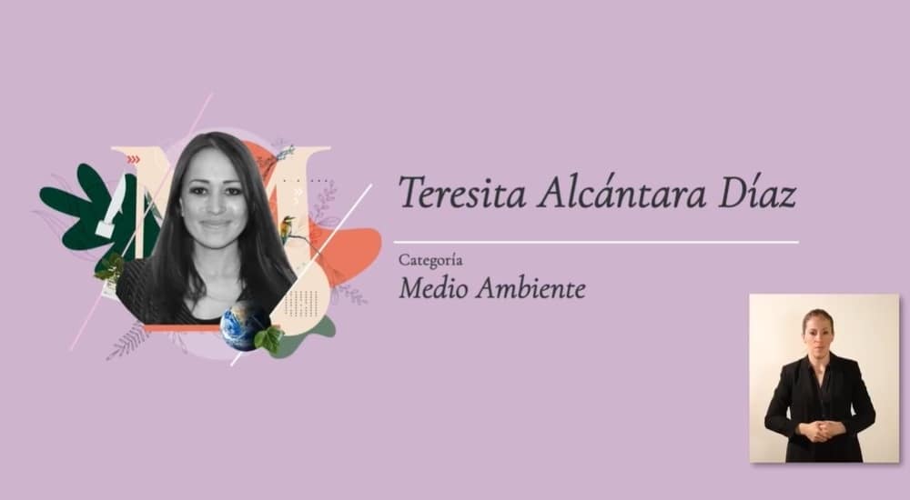 Por su apoyo a frenar el cambio climático Teresita Alcántara recibió el Premio Mujer Tec 2021 en la categoría Medio Ambiente