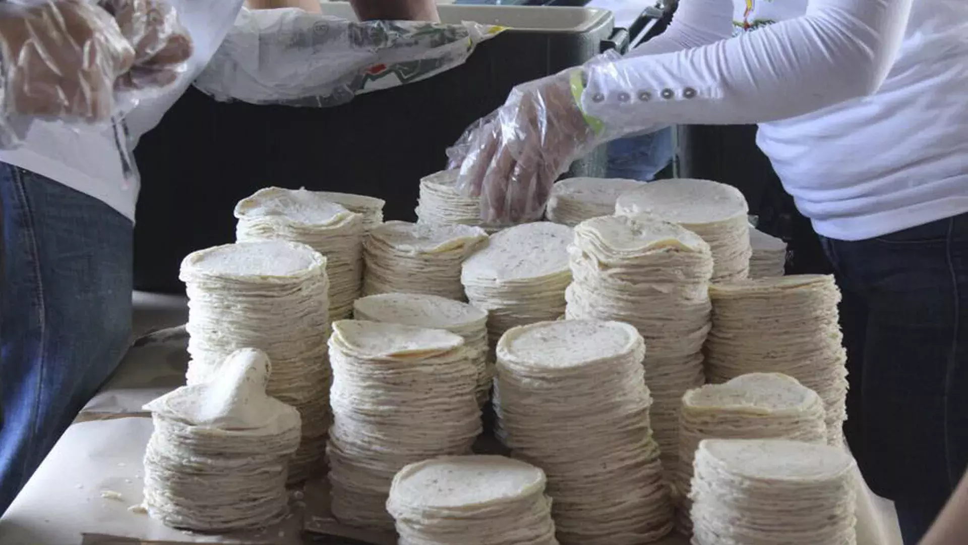 tortillas apiladas y listas para empaquetarse en los kits