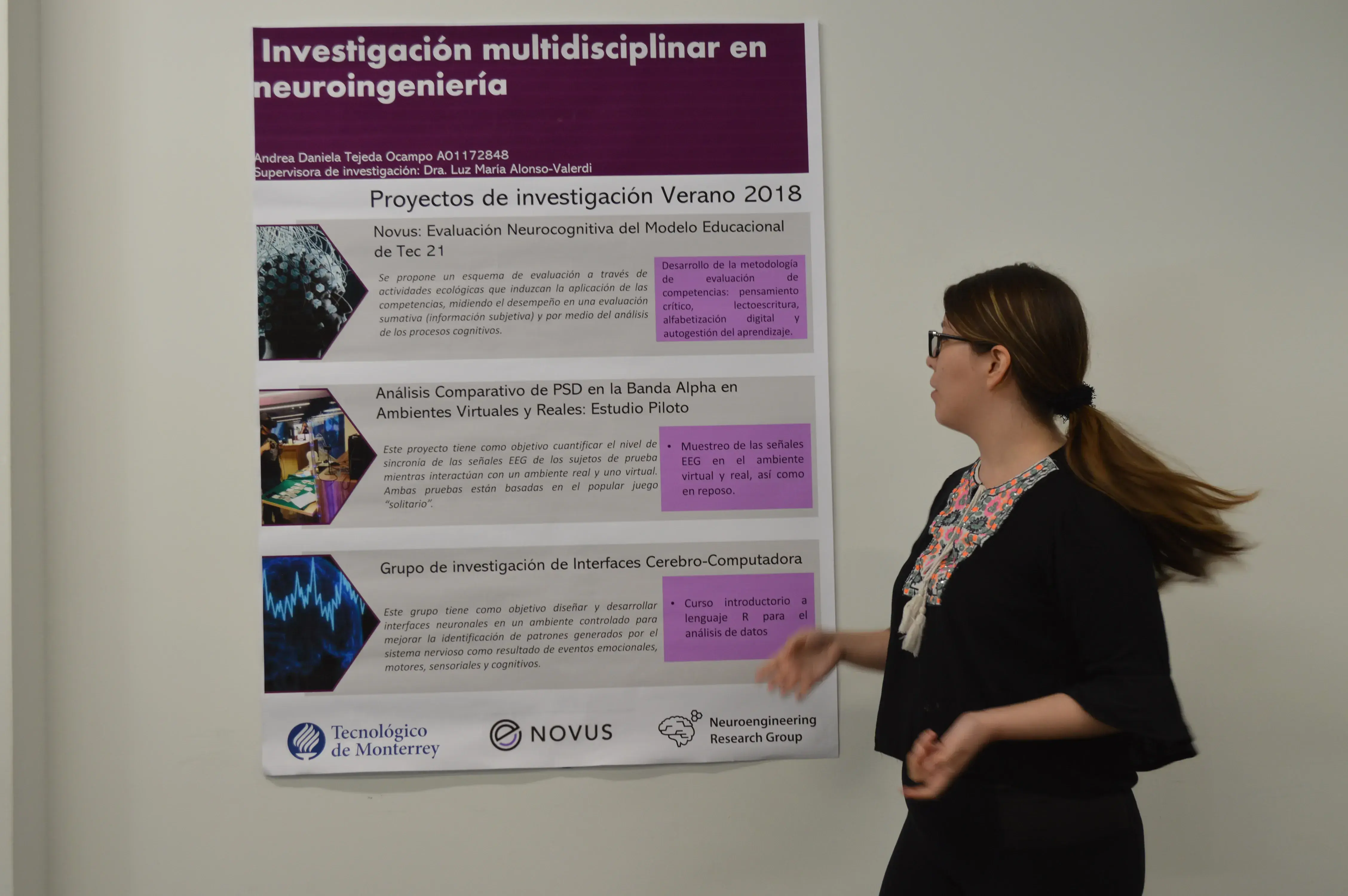 Andrea Diana Tejeda con su proyecto "Investigación multidisciplinar en neuroingeniería"