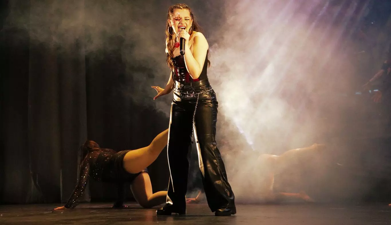 Cantante solista en el escenario.
