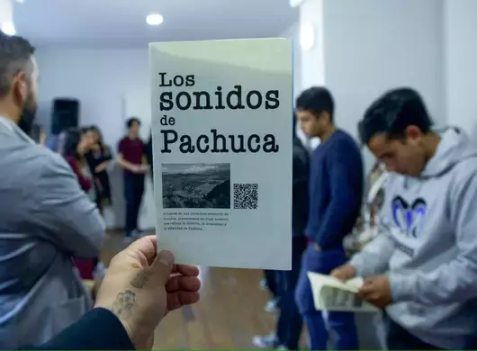 Triptico con la descripción de los paisajes sonoros de "Los Sonidos de Pachuca"
