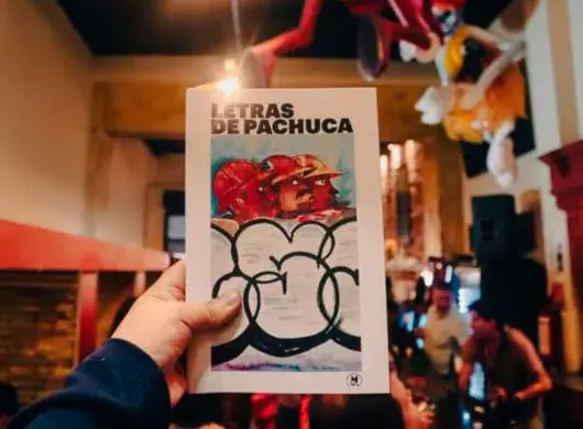 Mano sosteniendo sosteniendo el libro Letras de Pachuca