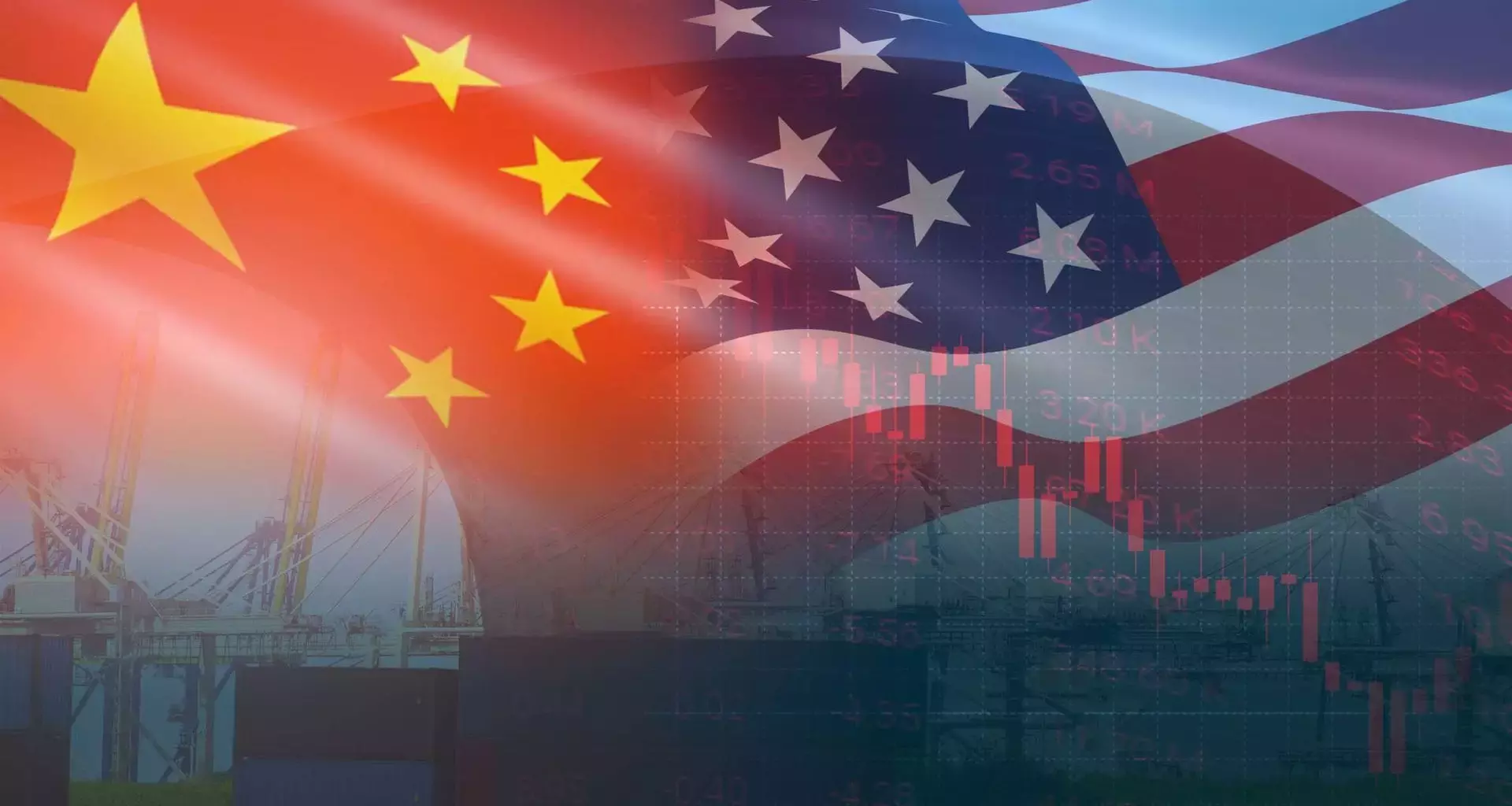 Foto bandera China y Estados Unidos
