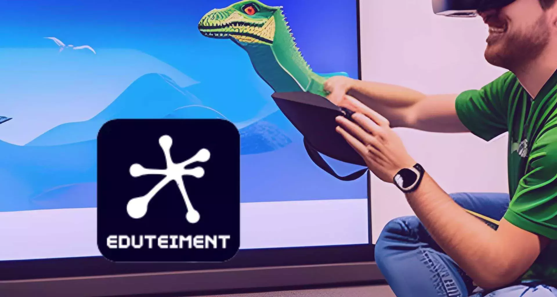 Estudiante aprende con plataforma Eduteiment sobre los dinosaurios 
