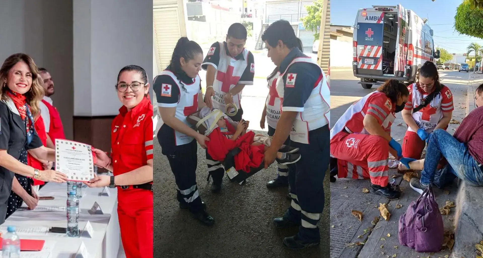 yujani morga recibiendo reconocimiento de 20 años en la cruz roja