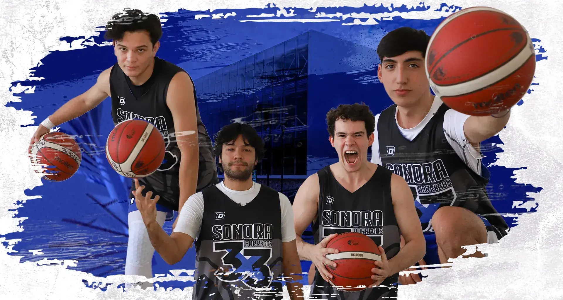 Montaje de fotos de 4 basquetbolistas.