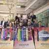 Mesas directivas de los clubs con sus banderines