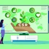 Ilustración que muestra iconos de conceptos que se relacionan con una empresa consciente: cuidado del ambiente, responsabilidad con los colabradores, entre otros