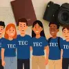 Imagen con referencias a viajes y acción social, con estudiantes en el centro
