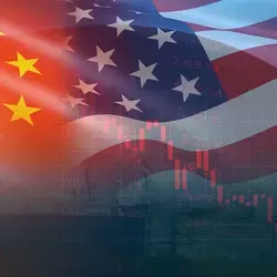 Foto bandera China y Estados Unidos