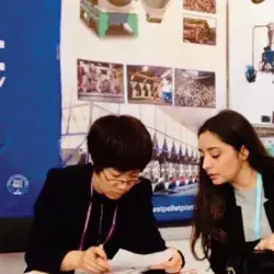 Andrea Torrescano en la feria internacional de China como integrante del grupo ProMéxico