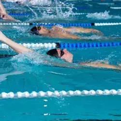 Nadador en alberca en competencia