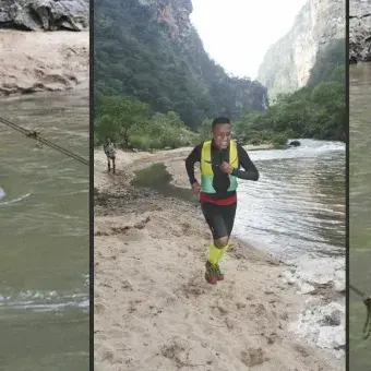 Bernabé cruzando el Río La Venta